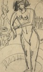 45. Bleistift, Baseler Nachlaßstempel, 610 x 372 mm, um 1913/’14 <br>Rückseitig: Liebespaar, blattgroße Tuschpinselzeichnung, um 1910
