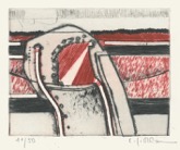 95 Neujahrsglückwunsch 1968/69 <br> Farbige Kaltnadelradierung, signiert, numeriert, gewidmet, Roters Vb 27, 100 x 120 mm  1968