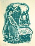 38. Lithographie in Blaugrau, signiert, datiert, numeriert, bezeichnet, K 183/A, 418 x 322 mm 1949