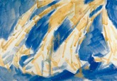 17. Aquarell und Kreiden auf Japan, monogrammiert und datiert,
(rückseitig Nachlassstempel und Signatur von Helene Rohlfs), Vogt 37/72, 350 x 500 mm 1937