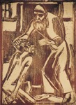 33. Holzschnit, Handdruck in Braun, signiert, Vogt 99, 505 x 370 mm (statt 480 x 350 mm) 1916