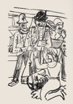4  MAX BECKMANN - Szene 1 (Louise Frstin Hall kniet vor dem Kopf Apolls) <br> Original-Lithographie, Hofmaier 323/C, 154 x 99 mm, 1937