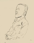 27  GEORGE GROSZ - Mnnerbildnis im Profil nach links <br> Tuschfeder und pinsel, mit Stempelsignatur und Nachlastempel, 568 x 460 mm, 1923