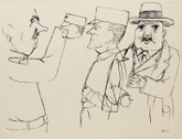 28  GEORGE GROSZ - Bildnis-Studien <br> Tuschfeder, mit Stempelsignatur und Nachlastempel, 460 x 585 mm, 1927