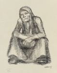 51  KTHE KOLLWITZ - Hockende Frau von vorne mit bereinander gelegten Hnden <br> Original-Lithographie, von dem Knesebeck 172/b, 285 x 220 mm, 1921