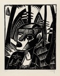89  KARL SCHMIDT-ROTTLUFF - Frau im Wald <br> Holzschnitt, signiert, datiert 1921, 498 x 393 mm, 1919