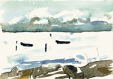 85 Strand bei Grado <br> Aquarell über Bleistift, signiert, datiert, bezeichnet, fehlt bei Kliemann, 105 x 145 mm  1998