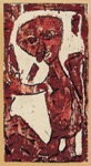 27. Holzschnitt, Handdr. des Künstlers in Rot, dann mit demselben Stock in Braun überdruckt 
und mit Feder überzeichnet, signiert, Vogt 142, 227 x 120 mm (statt 222 x 122 mm) 1922