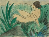 3. Aquarell und schwarze Kreide, signiert, Lttichau/Pirsig 539, 515 x 670 mm um 1925