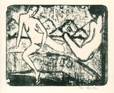 36. Lithographie, signiert, Karsch 65, 215 x 268 mm, Papier: 460 x 381 mm 1912-1914<br><br>Auf der Papierunterkante (von Ferdinand Mller) beschriftet: O.Mueller zwei Akte abgerund. kl. Stein, frhe Arbeit