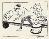 53. Tuschfeder, laviert, signiert, 260 x 320 mm um 1910